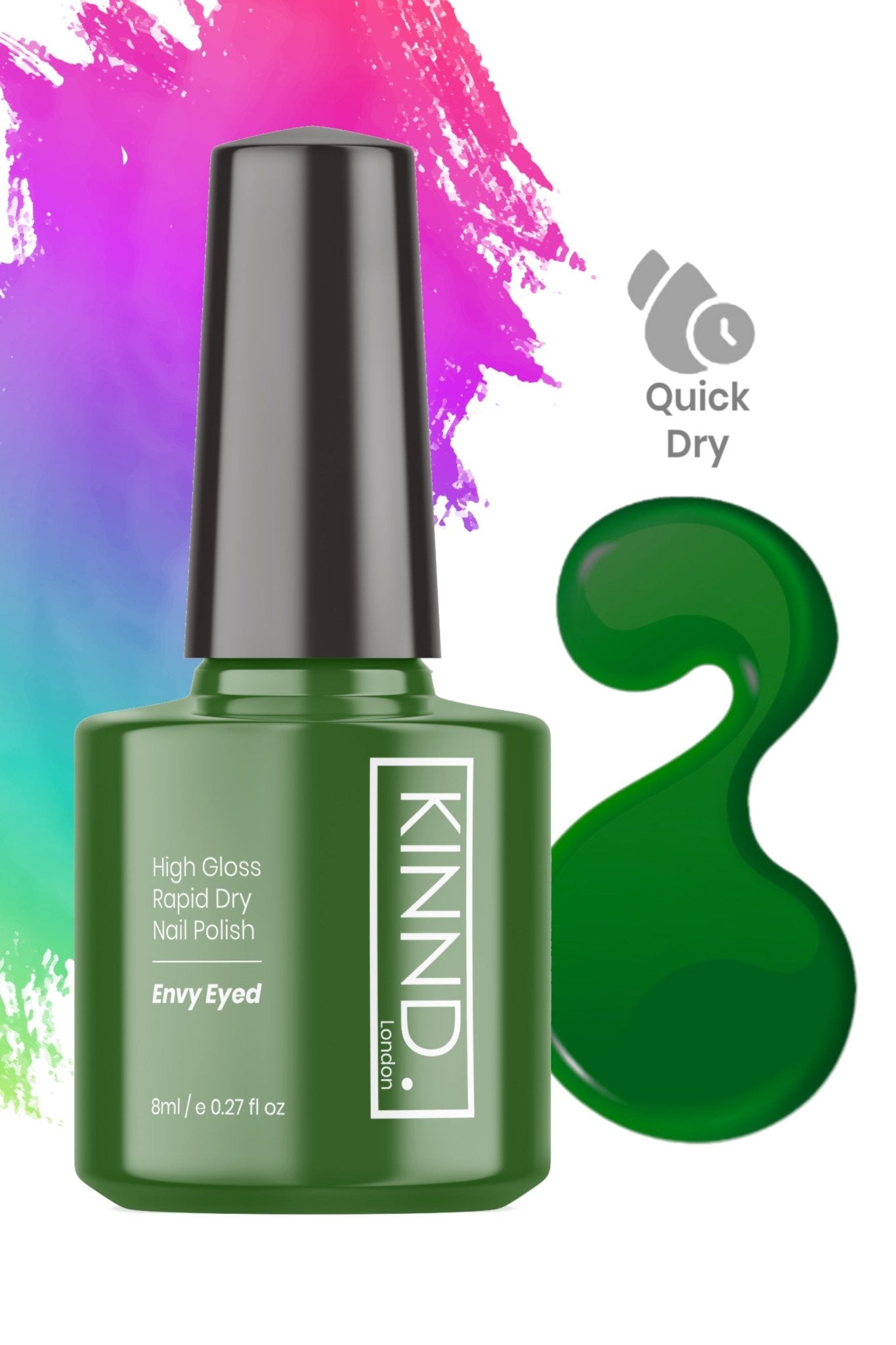 Envy Eyed Nail Polish, 8ml | Green - Toned Quick Dry Nail Varnish - Quick Dry