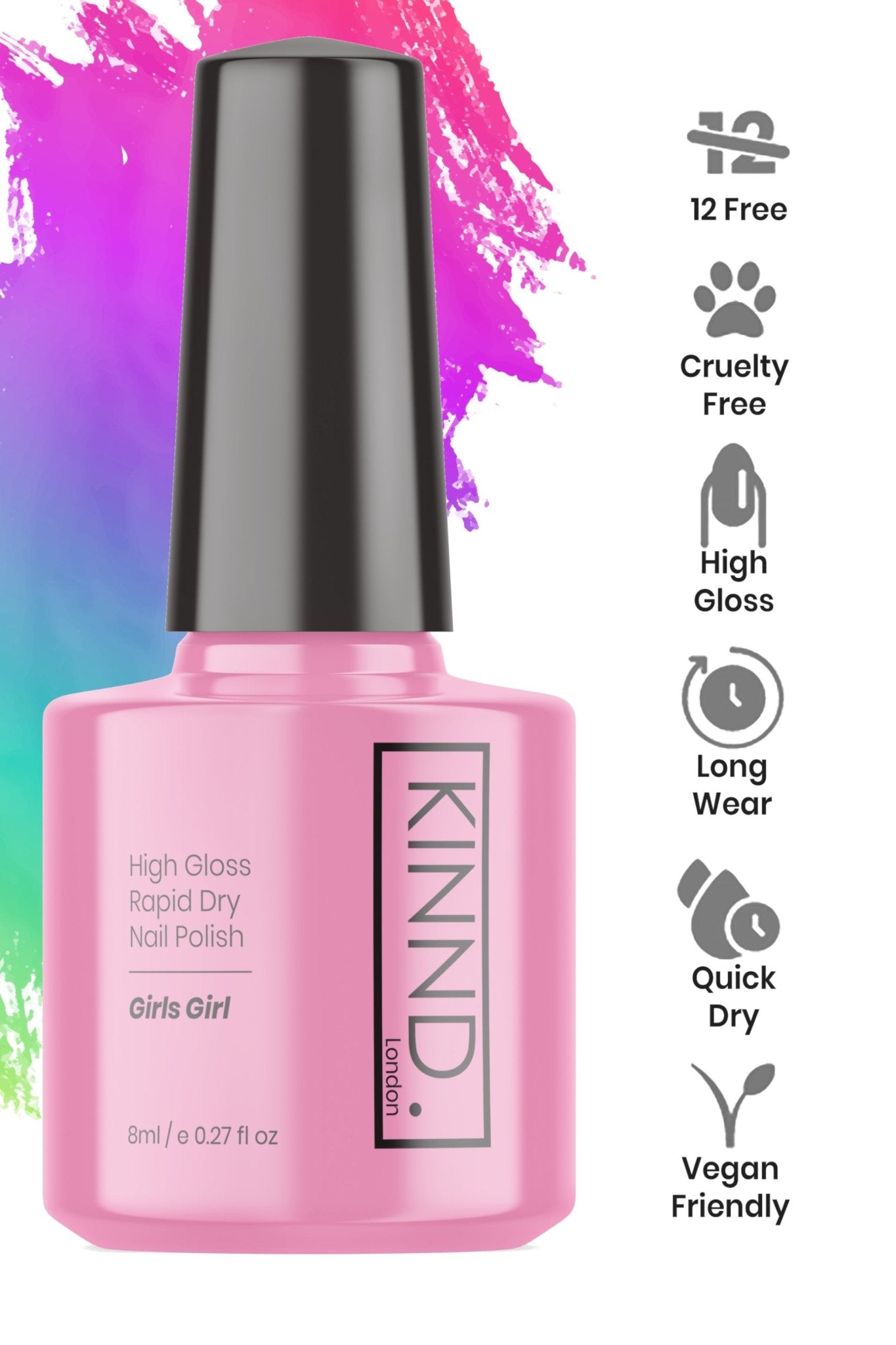 Girls Girl Nail Polish, 8ml | Pink - Toned Quick Dry Nail Varnish - Quick Dry