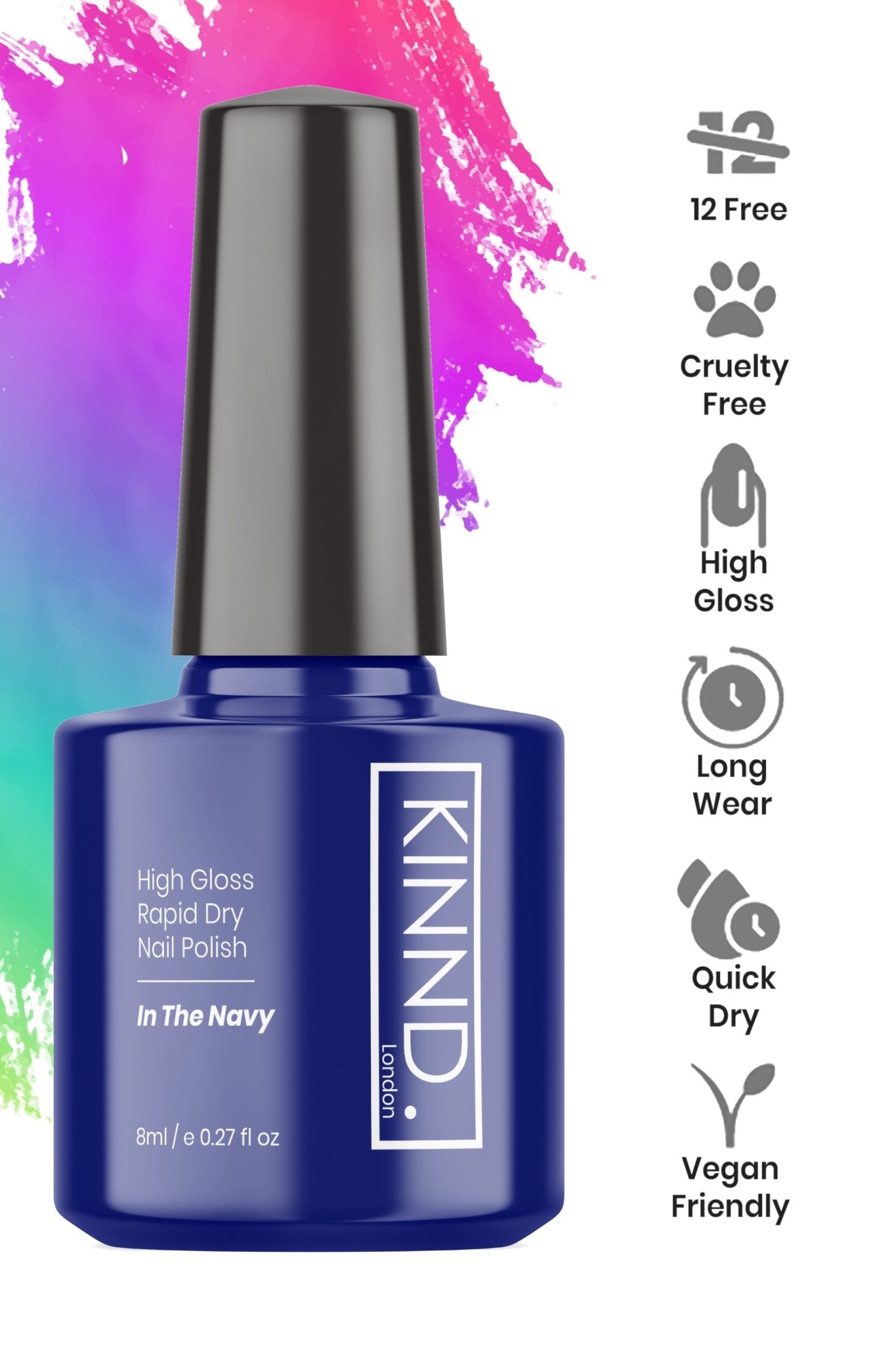 In the Navy Nail Polish, 8ml | Blue - Toned Quick Dry Nail Varnish - Quick Dry