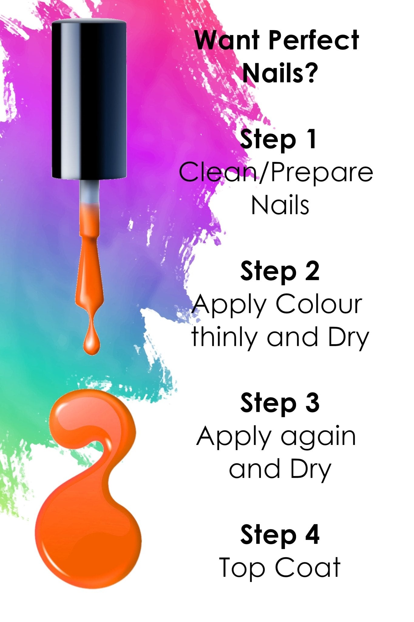 Neon Vibe Nail Polish, 8ml | Orange - Toned Quick Dry Nail Varnish - Quick Dry