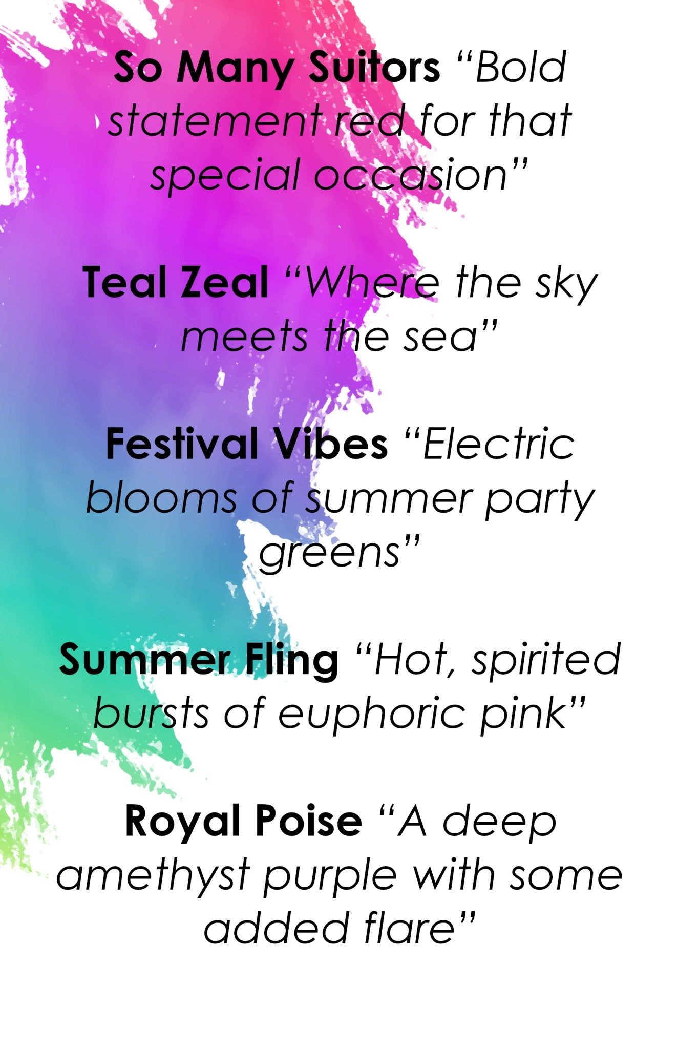 Quick Dry Summer Colour Nail Polish Set, 5 x 8ml | Rapid Drying Nail Varnish Sets - Quick Dry