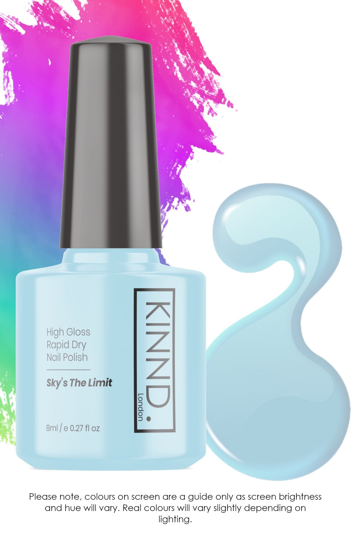 Skys the Limit Nail Polish, 8ml | Light Blue - Toned Quick Dry Nail Varnish - Quick Dry