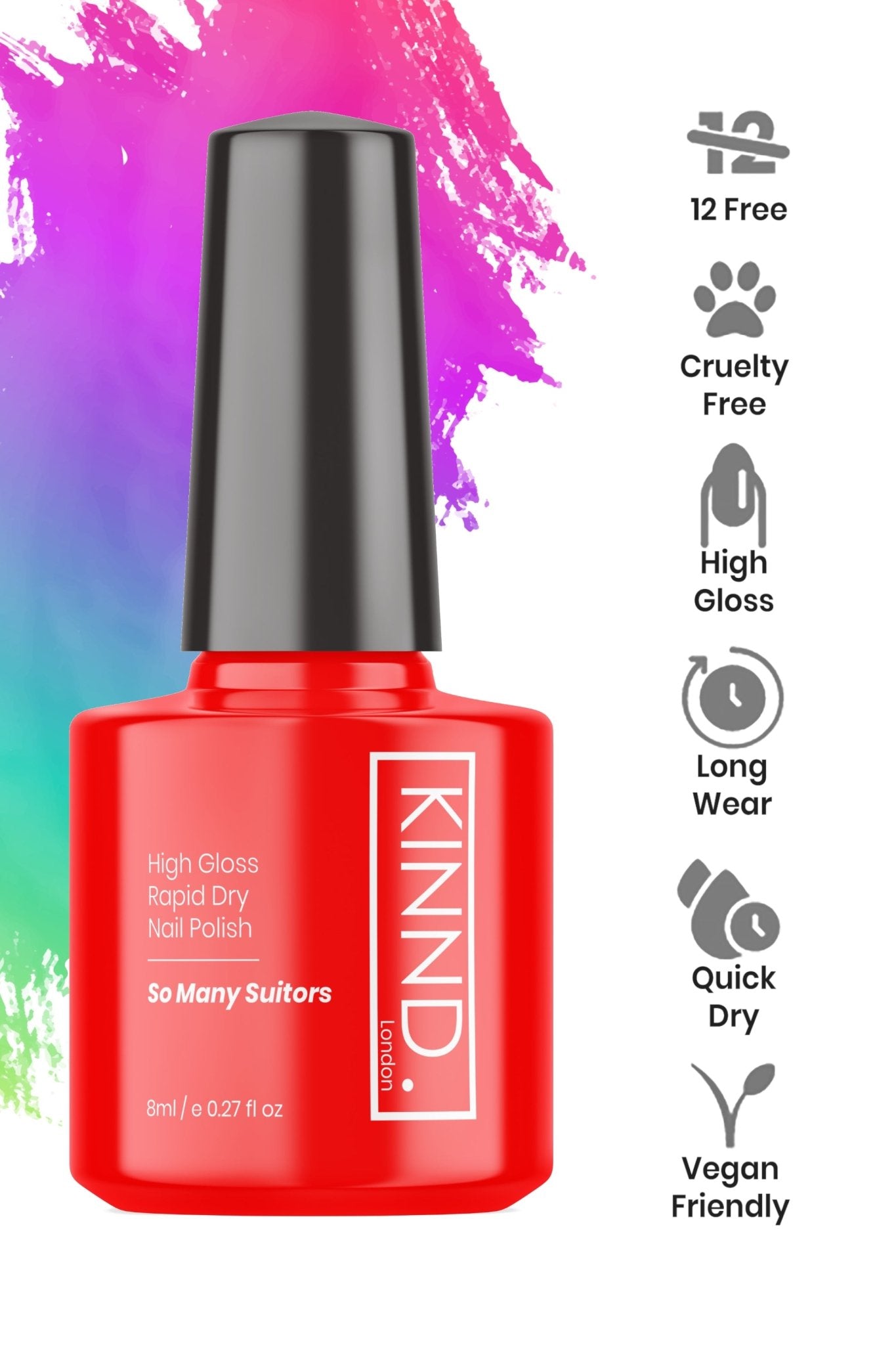 So Many Suitors Nail Polish, 8ml | Red - Toned Quick Dry Nail Varnish - Quick Dry