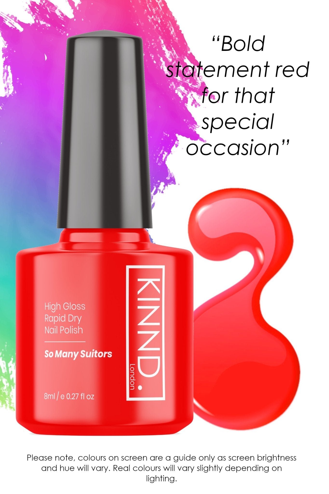 So Many Suitors Nail Polish, 8ml | Red - Toned Quick Dry Nail Varnish - Quick Dry