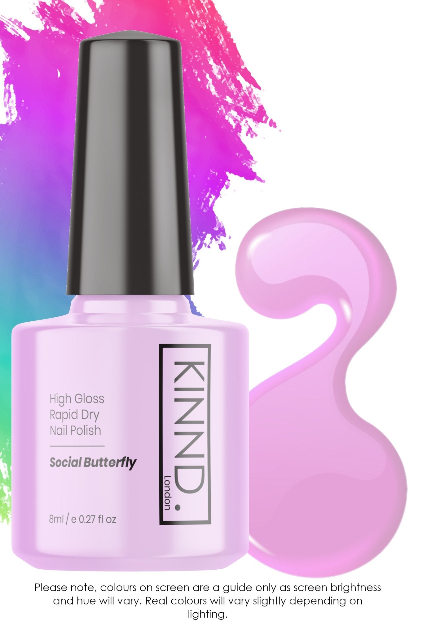 Social Butterfly Nail Polish, 8ml | Light Pink - Toned Quick Dry Nail Varnish - Quick Dry
