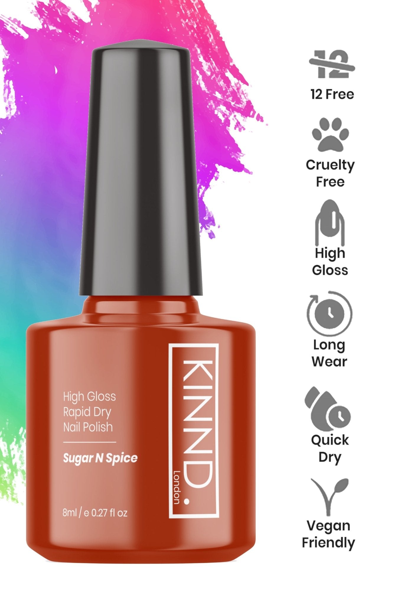 Sugar N Spice Nail Polish, 8ml | Dark Red - Toned Quick Dry Nail Varnish - Quick Dry