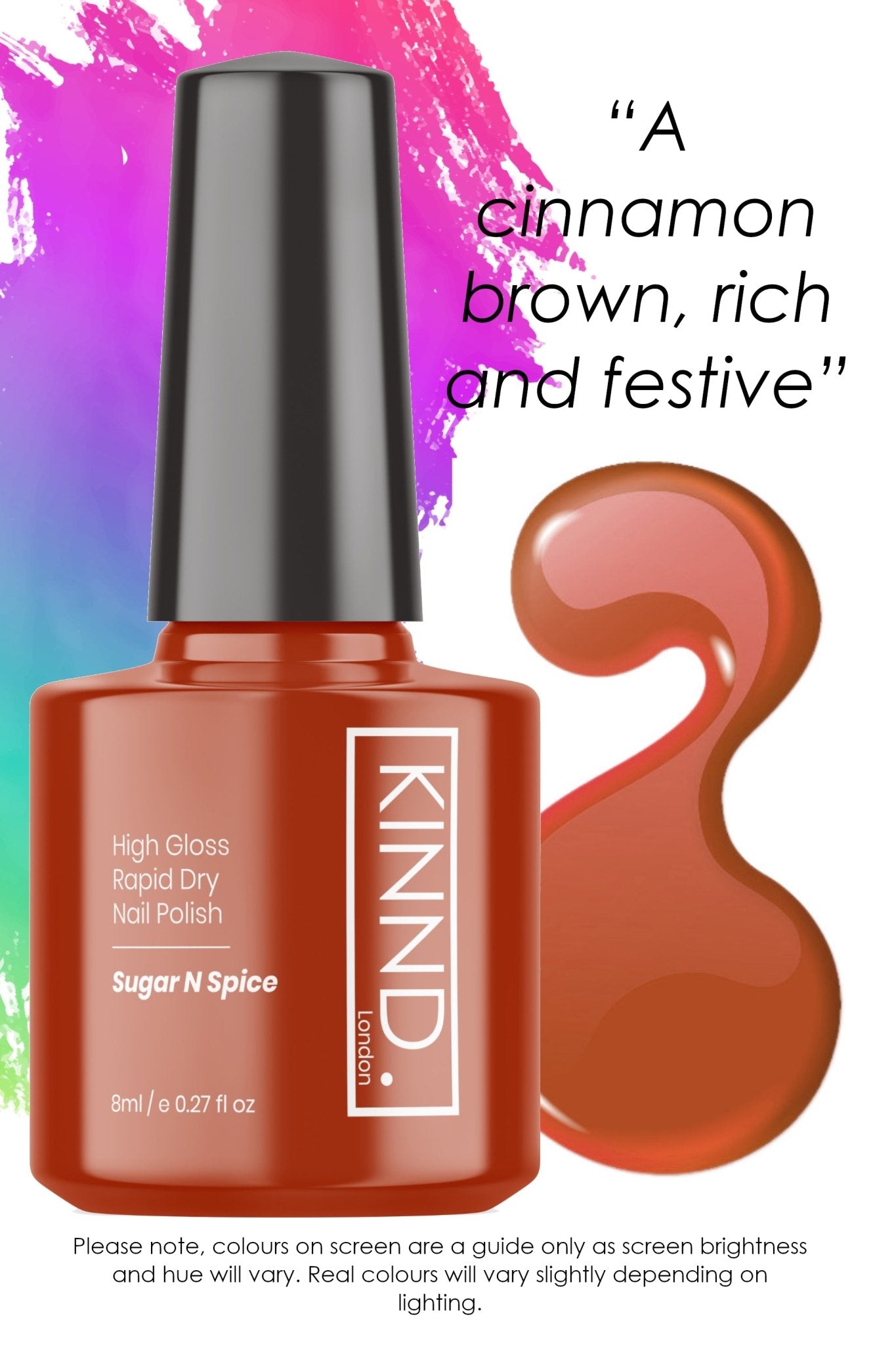 Sugar N Spice Nail Polish, 8ml | Dark Red - Toned Quick Dry Nail Varnish - Quick Dry