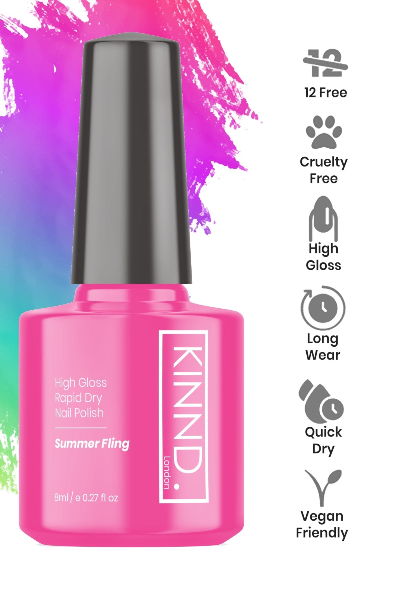Summer Fling Nail Polish, 8ml | Pink - Toned Quick Dry Nail Varnish - Quick Dry