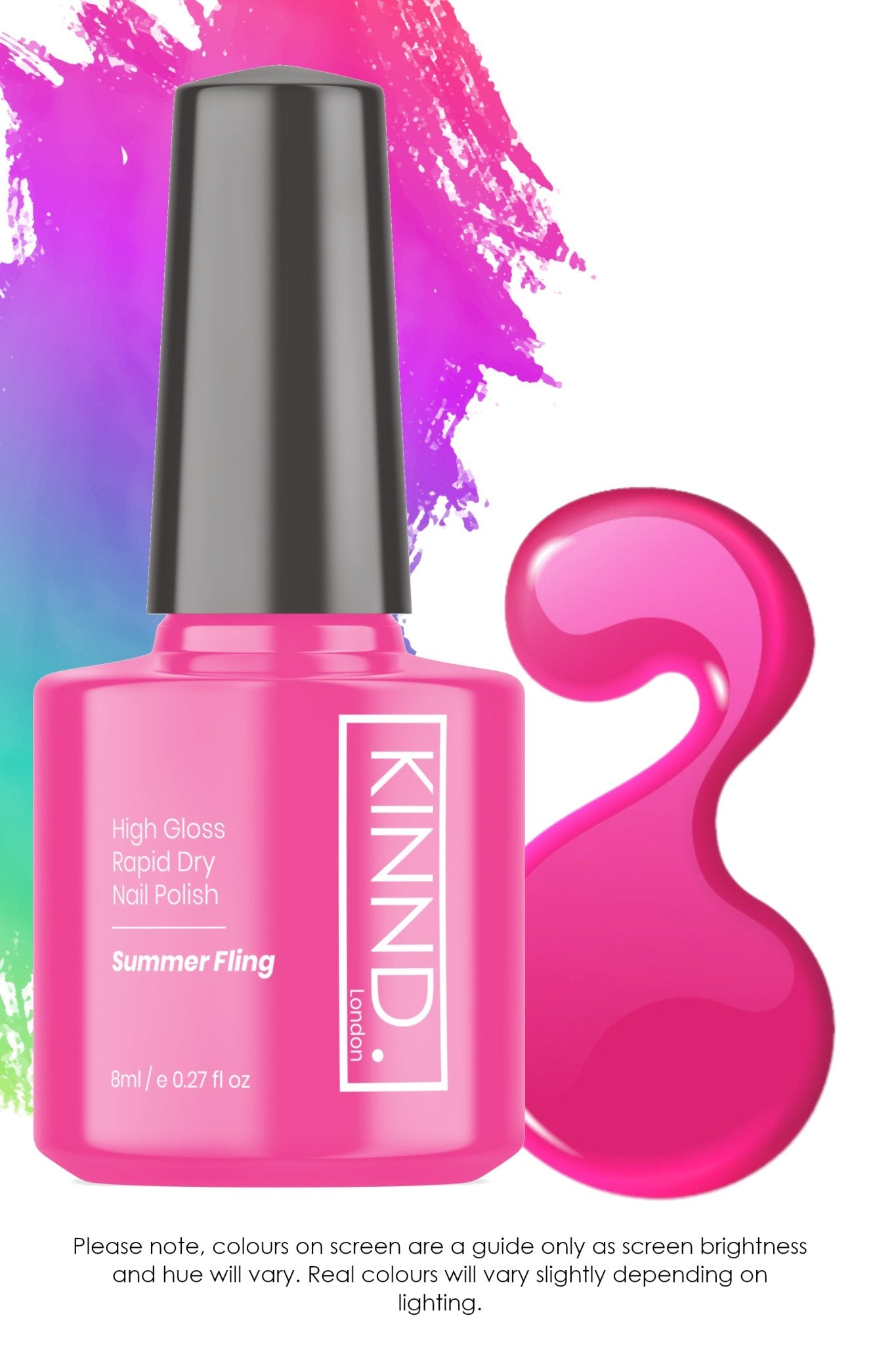 Summer Fling Nail Polish, 8ml | Pink - Toned Quick Dry Nail Varnish - Quick Dry