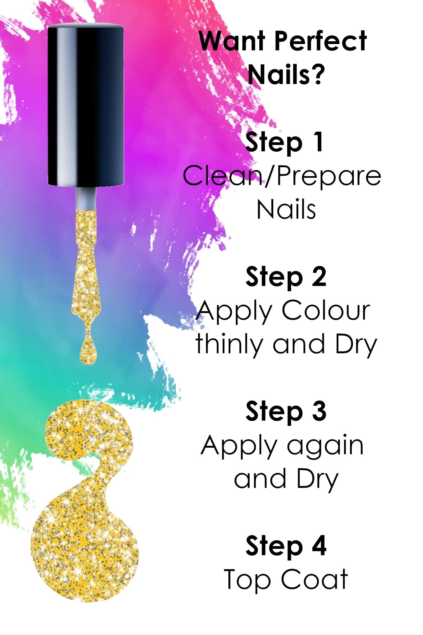 Twinkle Toes Nail Polish, 8ml | Sparkly Gold - Toned Quick Dry Nail Varnish - Quick Dry