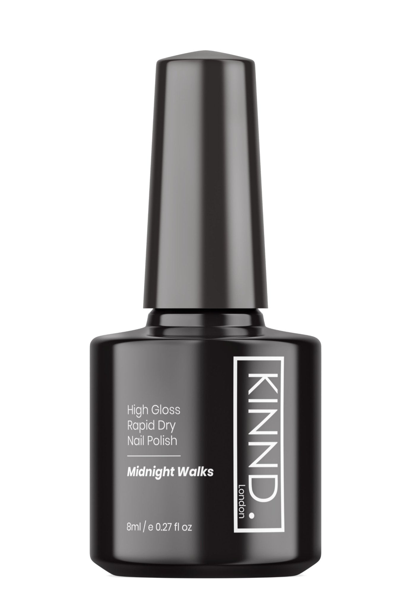 Midnight Walks Nail Polish, 8ml | Black - Toned Quick Dry Nail Varnish - Quick Dry