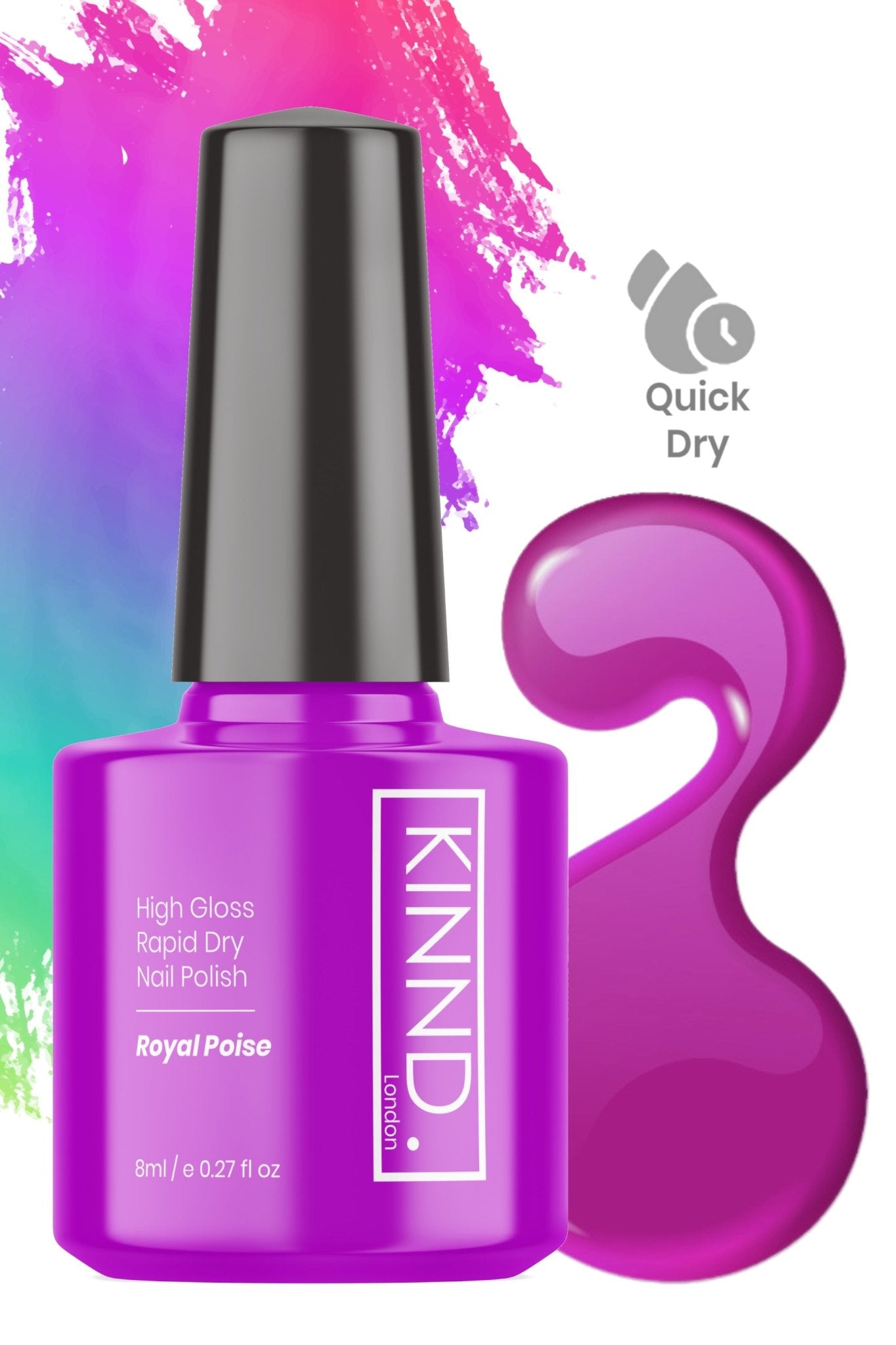 Royal Poise Nail Polish, 8ml | Purple - Toned Quick Dry Nail Varnish - Quick Dry