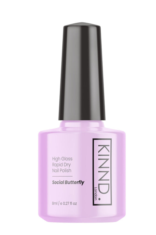 Social Butterfly Nail Polish, 8ml | Light Pink - Toned Quick Dry Nail Varnish - Quick Dry