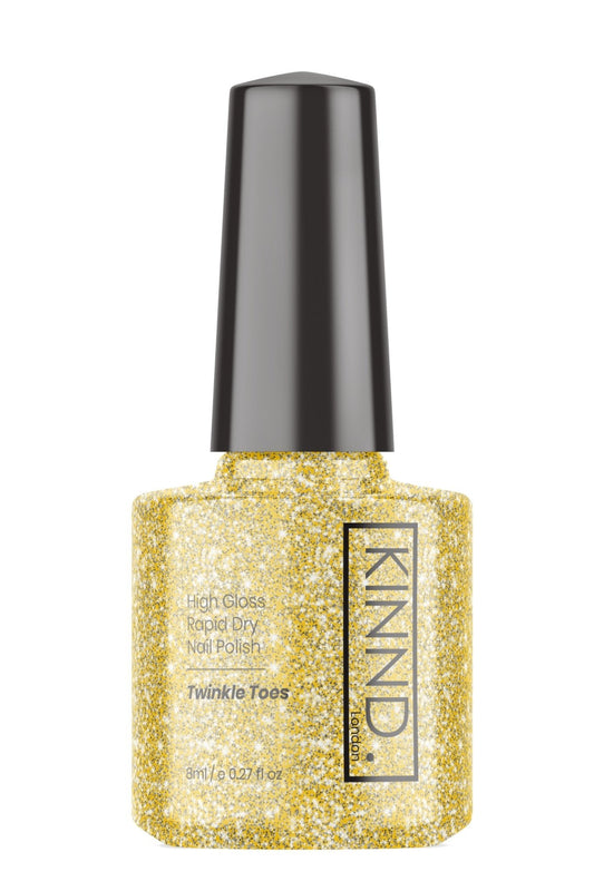 Twinkle Toes Nail Polish, 8ml | Sparkly Gold - Toned Quick Dry Nail Varnish - Quick Dry